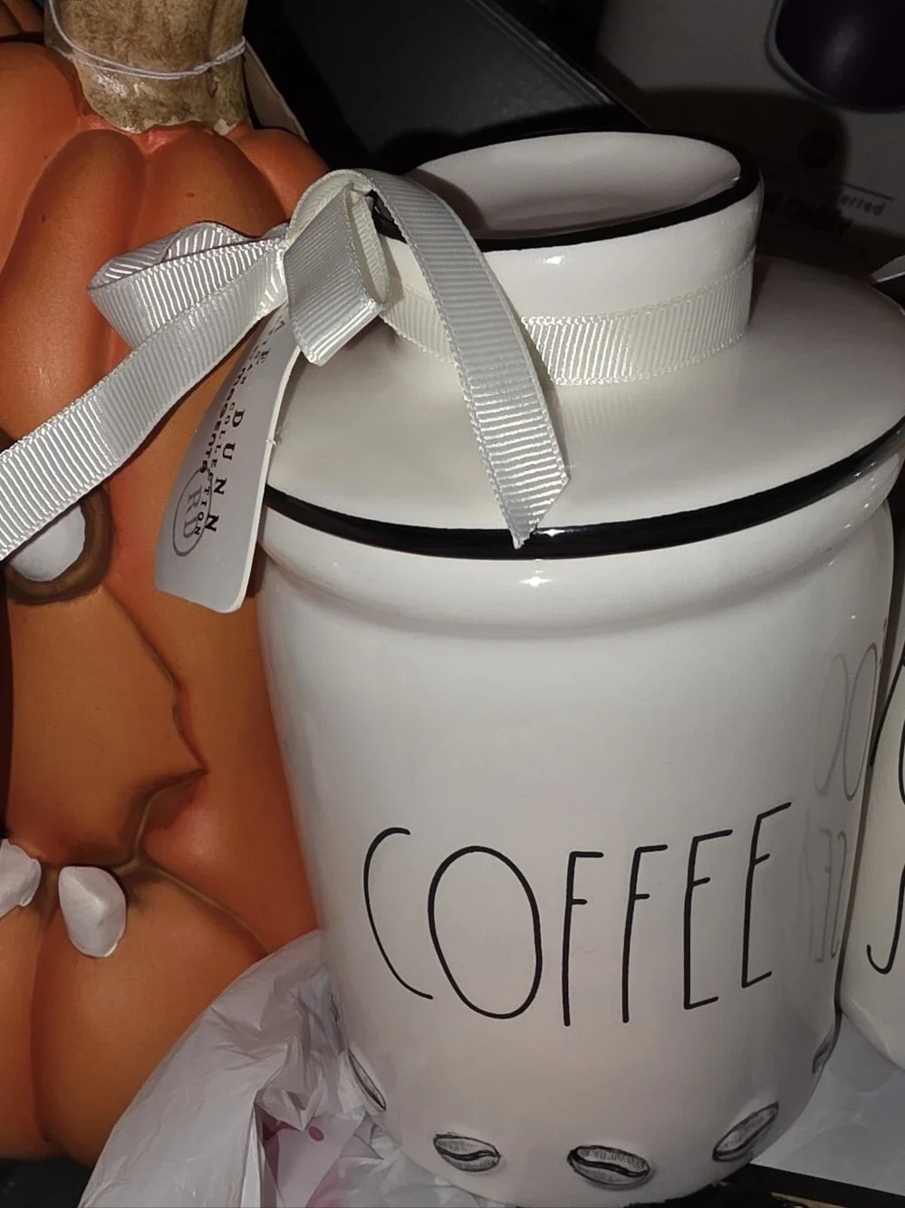 Rae Dunn White Coffee Canister - Ceramic Kitchen Storage